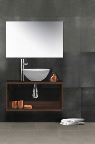 <p>
	Mueble de baño realizado en mateial laminado de 19 mm formado por un derorativo de gran capacidad. Lavabo cerámico incluido.</p>
