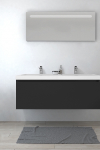<p>
	Pack formado por mueble de baño realizado en tablero laminado con un cajón totalmente extraíble y cierre softclosing. Lavabo de resina y espejo con iluminación LED incluidos. Made in Europe.</p>
