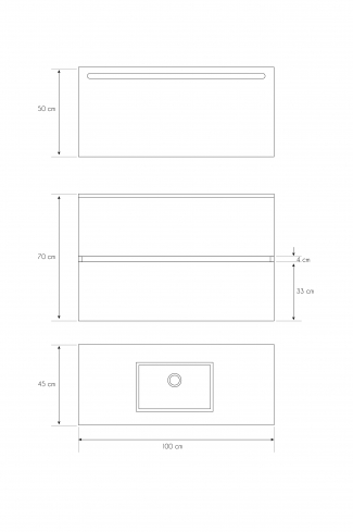 <p>
	Conjunto de mueble de baño realizado en material laminado color blanco de 19mm formado por dos cajones con sistema cierre suave . Lavabo en cristal templado de color negro y espejo con iluminación integrada incluidos.Grifo no incluido. Fabricado en España. </p>
