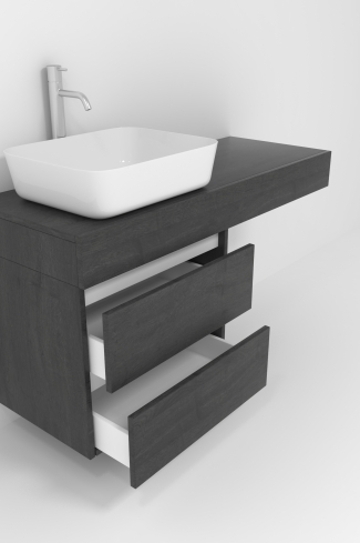 <p>
	Pack formado por mueble de baño de 100 cm realizado en material laminado madera. Está formado por dos módulos, uno fijo y otro con dos cajones de gran capacidad, totalmente extraibles y de cierre soft-closing. Incluye lavabo cerámico sobre encimera y espejo con iluminación LED de 100x50 cm. No incluye grifería. Made in Spain</p>
