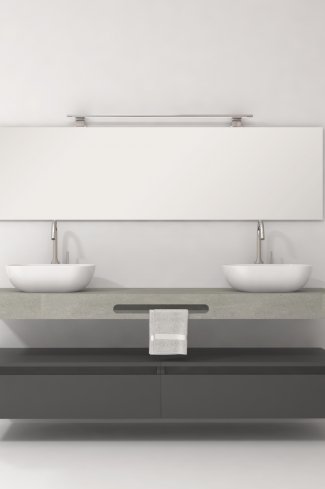 <p>
	Pack compuesto por mueble de baño fabricado en tablero de partículas laminado de 19mm acabado mate con dos cajones de gran capacidad, cierre suave y extracción total. Lavabo doble seno suspendido de mármol compacto con escuadras de acero inoxidable. Espejo liso y foco iluminación LED 6000K, 9,6W, 600lm. Fabricado en España. Grifo no incluido. </p>
