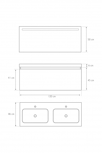 <p>
	Pack formado por mueble de baño realizado en tablero laminado con un cajón totalmente extraíble y cierre softclosing. Lavabo de resina y espejo con iluminación LED incluidos. Made in Europe.</p>
