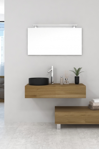 <p>
	Pack compuesto por dos muebles de baño realizados en tablero de partículas laminado de 19mm. Un mueble suspendido con un cajón con cierre suave y otro módulo con patas y dos cajones con cierre suave. Colgadores a pared capaces de soportar hasta 30 Kg por colgador. Cantos realizados en PVC de 1 mm. Lavabo sobreencimera a juego, espejo liso con foco iluminación LED de 100 cm de 9,6 W con 600 lumenes y temperatura de color de 6000 K LED incluidos. Fabricado en España. Grifo no incluido. </p>
