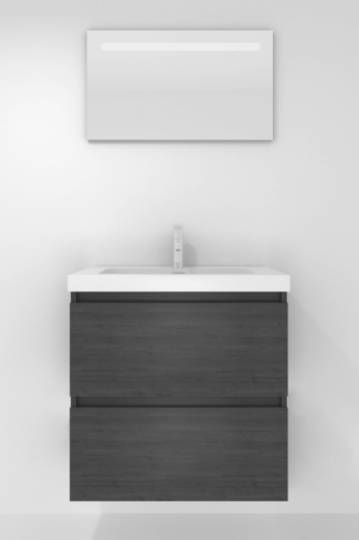 <p>
	Pack formado por mueble de baño realizado en tablero laminado con dos cajones totalmente extraíbles y cierre softclosing. Lavabo de resina y espejo con iluminación LED incluidos. Made in Europe.</p>
