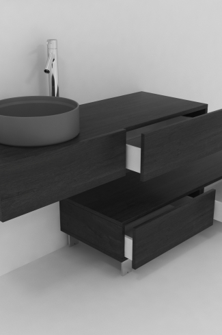 <p>
	Pack compuesto por dos muebles de baño realizados en tablero de partículas laminado de 19mm. Un mueble suspendido con un cajón con cierre suave y otro módulo con patas y dos cajones con cierre suave. Colgadores a pared capaces de soportar hasta 30 Kg por colgador. Cantos realizados en PVC de 1 mm. Lavabo sobreencimera a juego, espejo liso con foco iluminación LED de 100 cm de 9,6 W con 600 lumenes y temperatura de color de 6000 K LED incluidos. Fabricado en España. Grifo no incluido. </p>
