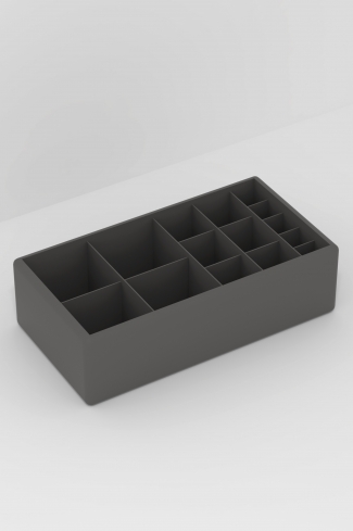 <p>
	Set organizador para cajones compuesto por una bandeja equipada con un soporte para cométicos, una bandeja multifunción y una caja de almacenaje. </p>
