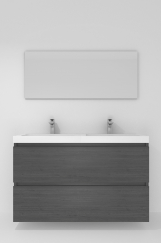<p>
	Pack formado por mueble de baño realizado en tablero laminado con dos cajones totalmente extraíbles y cierre softclosing. Lavabo de resina y espejo con iluminación LED incluidos. Made in Europe.</p>
