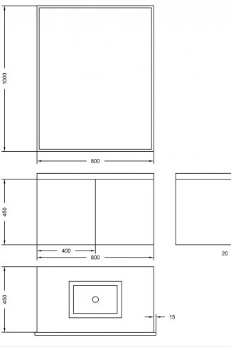 <p>
	Mueble de baño de 80 cm, realizado en material laminado de 19 mm y una puerta de material estratificado alto brillo de gran capacidad y cierre soft-closing. Lavabo y complementos no incluidos. </p>
