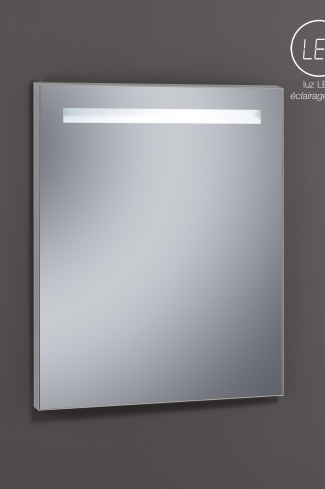 <p>
	Espejo de baño con iluminación flúor 1 T5 de  13 W IP23 + marco de aluminio PVC Aluminizado.Colocación tanto horizontal como vertical.</p>
