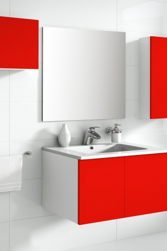 <p>
	Mueble de baño de 80 cm, realizado en material laminado de 19 mm y dos puertas de material estratificado alto brillo de gran capacidad y cierre soft-closing. Lavabo y complementos no incluidos. </p>
