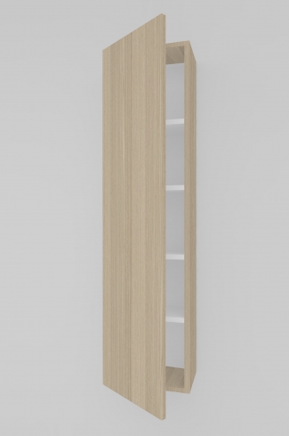 <p>
	Complemento de baño de 35x140 realizado en tablero laminado de 19 mm con una puerta cierre amortiguado suave. Incluye estantes en interior. Bisagras con cierre softclosing testadas a 80.000 ciclos regulables en los tres ejes. Colgadores a pared capaces de soportar hasta 30 Kg por colgador. Cantos realizados en PVC de 1 mm. Fabricado en España.Made in Spain.</p>
