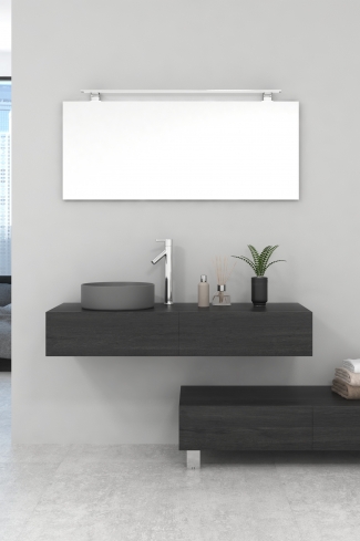 <p>
	Pack compuesto por dos muebles de baño realizados en tablero de partículas laminado de 19mm. Un mueble suspendido con un cajón con cierre suave y otro módulo con patas y dos cajones con cierre suave. Colgadores a pared capaces de soportar hasta 30 Kg por colgador. Cantos realizados en PVC de 1 mm. Lavabo sobreencimera a juego, espejo liso con foco iluminación LED de 100 cm de 9,6 W con 600 lumenes y temperatura de color de 6000 K LED incluidos. Fabricado en España. Grifo no incluido. </p>
