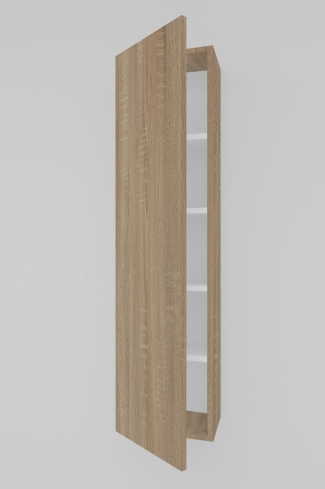 <p>
	Complemento de baño de 35x140 realizado en tablero laminado de 19 mm con una puerta cierre amortiguado suave. Incluye estantes en interior. Bisagras con cierre softclosing testadas a 80.000 ciclos regulables en los tres ejes. Colgadores a pared capaces de soportar hasta 30 Kg por colgador. Cantos realizados en PVC de 1 mm. Fabricado en España.Made in Spain.</p>
