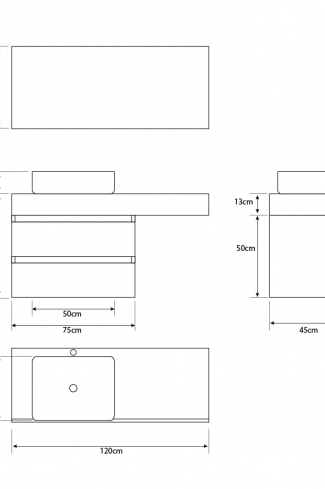 <p>
	Pack formado por mueble de baño de 120 cm realizado en material laminado madera. Está formado por dos módulos, uno fijo y otro con dos cajones de gran capacidad, totalmente extraibles y de cierre soft-closing. Incluye lavabo cerámico sobre encimera y espejo con iluminación LED de 120x50 cm. No incluye grifería. Made in Spain</p>
