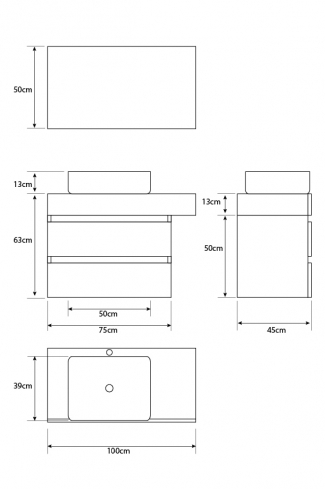 <p>
	Pack formado por mueble de baño de 100 cm realizado en material laminado madera. Está formado por dos módulos, uno fijo y otro con dos cajones de gran capacidad, totalmente extraibles y de cierre soft-closing. Incluye lavabo cerámico sobre encimera y espejo con iluminación LED de 100x50 cm. No incluye grifería. Made in Spain</p>
