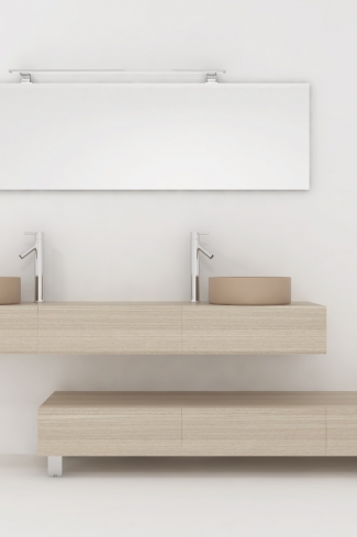 <p>
	Pack compuesto por dos muebles de baño realizados en tablero de partículas laminado de 19mm. Un mueble suspendido con un cajón con cierre suave y otro módulo con patas y tres cajones con cierre suave. Colgadores a pared capaces de soportar hasta 30 Kg por colgador. Cantos realizados en PVC de 1 mm. Dos lavabos sobreencimera a juego, espejo liso con foco iluminación LED de 100 cm de 9,6 W con 600 lumenes y temperatura de color de 6000 K LED incluidos. Fabricado en España. Grifo no incluido. </p>
