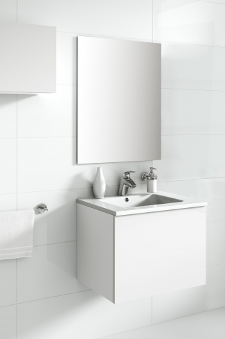 <p>
	Mueble de baño de 60 cm, realizado en material laminado de 19 mm y una puerta de material estratificado alto brillo de gran capacidad y cierre soft-closing. Lavabo y complementos no incluidos. </p>
