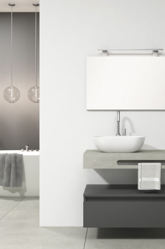 <p>
	Pack compuesto por mueble de baño fabricado en tablero de partículas laminado de 19mm acabado mate con un cajón de gran capacidad, cierre suave y extracción total. Lavabo suspendido de mármol compacto con escuadras de acero inoxidable. Espejo liso y foco iluminación LED 6000K, 9,6W, 600lm. Fabricado en España. Grifo no incluido. </p>
