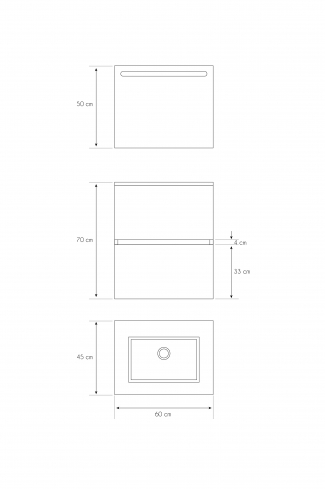<p>
	Pack formado por mueble de baño realizado en tablero laminado 19mm acabado madera, con dos cajones totalmente extraíble con cierre softclosing. Lavabo cerámico y espejo con iluminación LED incluidos. Made in Europe.</p>
