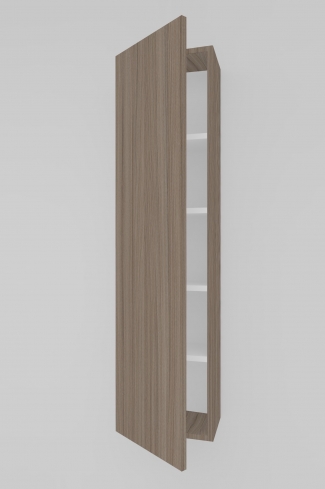 <p>
	Complemento de baño de 35x140 realizado en tablero laminado de 19 mm con una puerta cierre amortiguado suave. Incluye estantes en interior. Bisagras con cierre softclosing testadas a 80.000 ciclos regulables en los tres ejes. Colgadores a pared capaces de soportar hasta 30 Kg por colgador. Cantos realizados en PVC de 1 mm. Fabricado en España.Made in Spain.</p>
