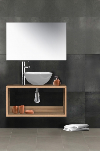 <p>
	Mueble de baño realizado en mateial laminado de 19 mm formado por un derorativo de gran capacidad. Lavabo cerámico incluido.</p>
