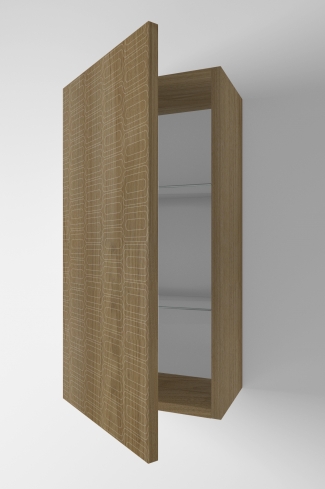 <p>
	Complemento de baño de 36x70 cm realizado en material laminado con puerta decorada mediante técnica láser y cierre softclosing. Incluye dos estantes regulables en altura, de cristal templado, en el interior. Bisagras con cierre softclosing testadas a 80.000 ciclos regulables en los tres ejes. Colgadores a pared capaces de soportar hasta 30 Kg por colgador. Cantos realizados en PVC de 1mm. Fabricado en España.</p>
