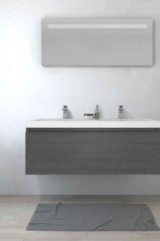 <p>
	Pack formado por mueble de baño realizado en tablero laminado con un cajón totalmente extraíble y cierre softclosing. Lavabo de resina y espejo con iluminación LED incluidos. Made in Europe.</p>
