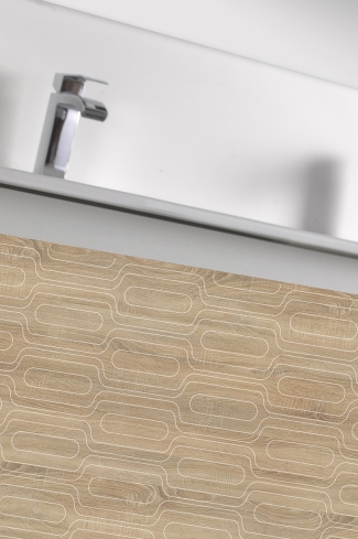 <p>
	Pack formado por mueble de 120 cm realizado en material laminado con frontal decorado mediante técnica láser. Cajón totalmente extraible y cierre soft-closing. Incluye lavabo cerámico de color blanco con dos senos, espejo y foco iluminación LED de 100cm. Fabricado en España.</p>
