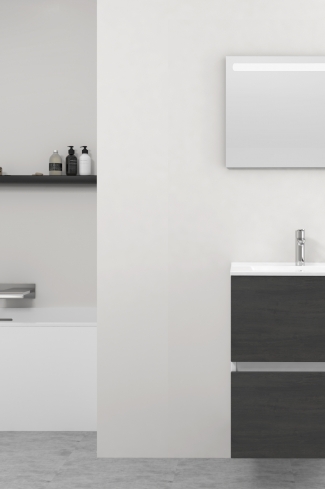 <p>
	Pack formado por mueble de baño realizado en tablero laminado 19mm acabado madera, con dos cajones totalmente extraíble con cierre softclosing. Lavabo cerámico y espejo con iluminación LED incluidos. Made in Europe.</p>
