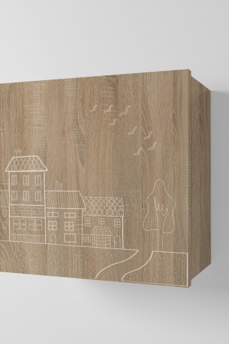 <p>
	Complemento de baño de 36x35 cm realizado en material estratificado con puerta decorada mediante técnica láser y cierre softclosing. Incluye un estante regulable en altura, de cristal templado, en el interior. Bisagras con cierre softclosing testadas a 80.000 ciclos regulables en los tres ejes. Colgadores a pared capaces de soportar hasta 30 Kg por colgador. Cantos realizados en PVC de 1mm. Fabricado en España.</p>
