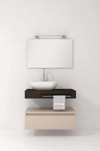 <p>
	Pack compuesto por mueble de baño fabricado en tablero de partículas laminado de 19mm acabado mate con un cajón de gran capacidad, cierre suave y extracción total. Lavabo suspendido de mármol compacto con escuadras de acero inoxidable. Espejo liso y foco iluminación LED 6000K, 9,6W, 600lm. Fabricado en España. Grifo no incluido. </p>
