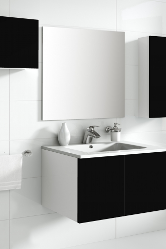 <p>
	Mueble de baño de 80 cm, realizado en material laminado de 19 mm y dos puertas de material estratificado alto brillo de gran capacidad y cierre soft-closing. Lavabo y complementos no incluidos. </p>
