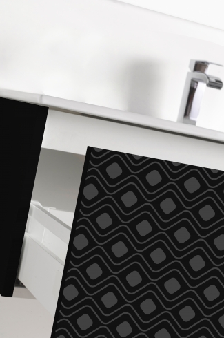 <p>
	Pack formado por mueble de 80 cm realizado en material estratificado alto brillo con frontal decorado mediante técnica láser. Cajón totalmente extraible y cierre soft-closing. Incluye lavabo cerámico de color blanco, espejo y foco iluminación LED de 60cm. Fabricado en España.</p>
