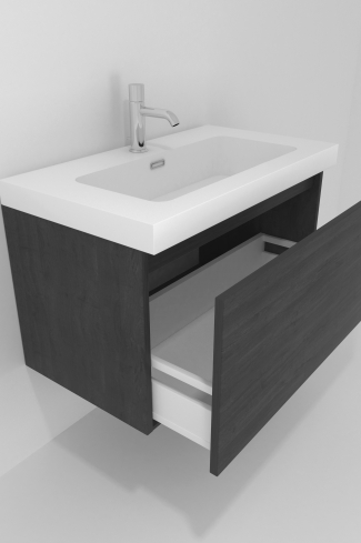 <p>
	Pack formado por mueble de baño realizado en tablero laminado con un cajón totalmente extraíble y cierre softclosing. Lavabo de resina y espejo con iluminación LED incluidos. Made in Europe.</p>
