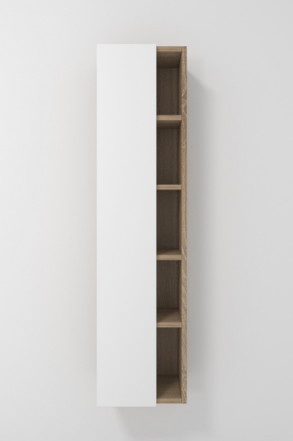 <p>
	Complemento de baño de 35x140 realizado en tablero laminado de 19 mm con una puerta cierre amortiguado suave y estantes vistos. Bisagras con cierre softclosing testadas a 80.000 ciclos regulables en los tres ejes. Colgadores a pared capaces de soportar hasta 30 Kg por colgador. Cantos realizados en PVC de 1 mm. Fabricado en España.Made in Spain</p>
