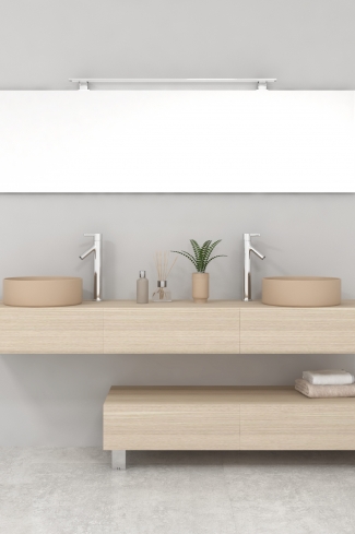 <p>
	Pack compuesto por dos muebles de baño realizados en tablero de partículas laminado de 19mm. Un mueble suspendido con un cajón con cierre suave y otro módulo con patas y tres cajones con cierre suave. Colgadores a pared capaces de soportar hasta 30 Kg por colgador. Cantos realizados en PVC de 1 mm. Dos lavabos sobreencimera a juego, espejo liso con foco iluminación LED de 100 cm de 9,6 W con 600 lumenes y temperatura de color de 6000 K LED incluidos. Fabricado en España. Grifo no incluido. </p>
