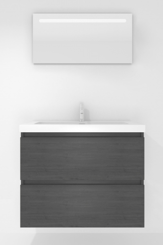 <p>
	Pack formado por mueble de baño realizado en tablero laminado con dos cajones totalmente extraíbles y cierre softclosing. Lavabo de resina y espejo con iluminación LED incluidos. Made in Europe.</p>
