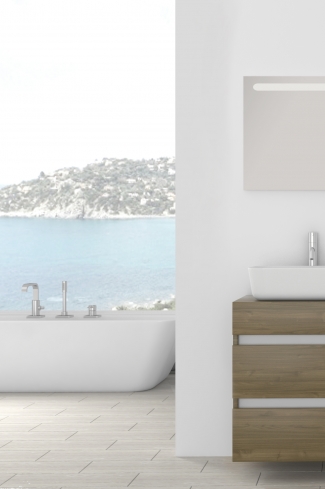 <p>
	Pack formado por mueble de baño de 120 cm realizado en material laminado madera. Está formado por dos módulos, uno fijo y otro con dos cajones de gran capacidad, totalmente extraibles y de cierre soft-closing. Incluye lavabo cerámico sobre encimera y espejo con iluminación LED de 120x50 cm. No incluye grifería. Made in Spain</p>
