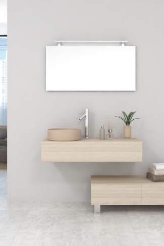<p>
	Pack compuesto por dos muebles de baño realizados en tablero de partículas laminado de 19mm. Un mueble suspendido con un cajón con cierre suave y otro módulo con patas y dos cajones con cierre suave. Colgadores a pared capaces de soportar hasta 30 Kg por colgador. Cantos realizados en PVC de 1 mm. Lavabo sobreencimera a juego, espejo liso con foco iluminación LED de 100 cm de 9,6 W con 600 lumenes y temperatura de color de 6000 K LED incluidos. Fabricado en España. Grifo no incluido. </p>
