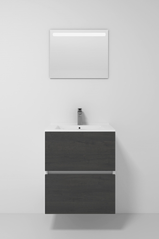 <p>
	Pack formado por mueble de baño realizado en tablero laminado 19mm acabado madera, con dos cajones totalmente extraíble con cierre softclosing. Lavabo cerámico y espejo con iluminación LED incluidos. Made in Europe.</p>

