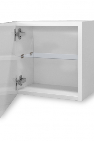 <p>
	Complemento de baño de 35x35 realizado en material lacado alto brillo con puerta de 19 mm con cierre softclosing. Incluye una estantería interior de vidrio templado. Made in Spain</p>
