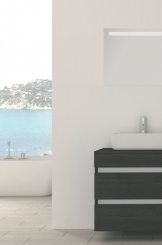 <p>
	Pack formado por mueble de baño de 120 cm realizado en material laminado madera. Está formado por dos módulos, uno fijo y otro con dos cajones de gran capacidad, totalmente extraibles y de cierre soft-closing. Incluye lavabo cerámico sobre encimera y espejo con iluminación LED de 120x50 cm. No incluye grifería. Made in Spain</p>
