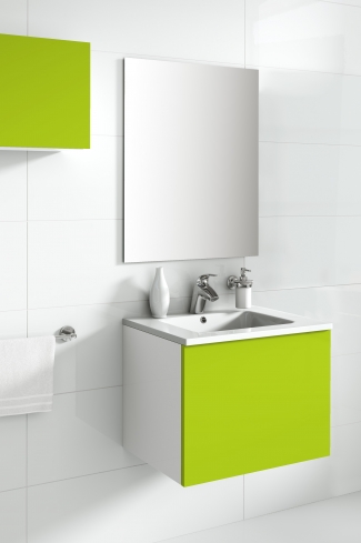 <p>
	Mueble de baño de 60 cm, realizado en material laminado de 19 mm y una puerta de material estratificado alto brillo de gran capacidad y cierre soft-closing. Lavabo y complementos no incluidos. </p>
