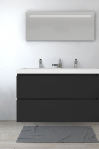 <p>
	Pack formado por mueble de baño realizado en tablero laminado con dos cajones totalmente extraíbles y cierre softclosing. Lavabo de resina y espejo con iluminación LED incluidos. Made in Europe.</p>
