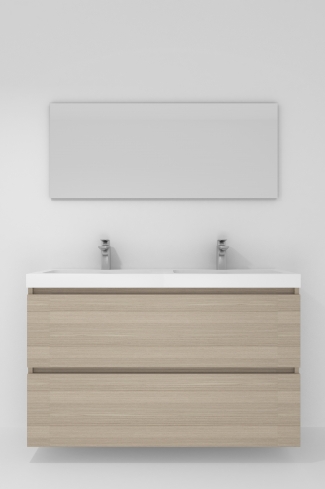<p>
	Pack formado por mueble de baño realizado en tablero laminado con dos cajones totalmente extraíbles y cierre softclosing. Lavabo de resina y espejo con iluminación LED incluidos. Made in Europe.</p>
