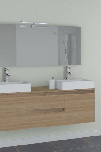 <p>
	Pack formado por mueble de 120 cm realizado en tablero de partículas laminado de 19 mm. Dos cajones y dos puertas de gran capacidad. Cajones y puertas con cierre soft-closing. Tirador integrado en el mueble. Lavabos cerámico sobreencimera de color blanco y  espejo liso de dimensiones 120x75cm con iluminación LED IP44-4,8W con driver interno y de color cromado. Fabricado en España.</p>
