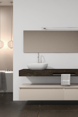 <p>
	Pack compuesto por mueble de baño fabricado en tablero de partículas laminado de 19mm acabado mate con dos cajones de gran capacidad, cierre suave y extracción total. Lavabo doble seno suspendido de mármol compacto con escuadras de acero inoxidable. Espejo liso y foco iluminación LED 6000K, 9,6W, 600lm. Fabricado en España. Grifo no incluido. </p>
