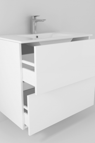 <p>
	Pack formado por mueble de baño realizado en tablero laminado 19mm acabado madera, con dos cajones totalmente extraíble con cierre softclosing. Lavabo cerámico y espejo con iluminación LED incluidos. Made in Europe.</p>
