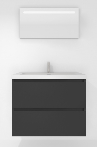 <p>
	Pack formado por mueble de baño realizado en tablero laminado con dos cajones totalmente extraíbles y cierre softclosing. Lavabo de resina y espejo con iluminación LED incluidos. Made in Europe.</p>
