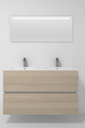 <p>
	Pack formado por mueble de baño realizado en tablero laminado 19mm acabado madera, con dos cajones totalmente extraíble con cierre softclosing. Lavabo cerámico y espejo con iluminación LED incluidos. Made in Europe.</p>
